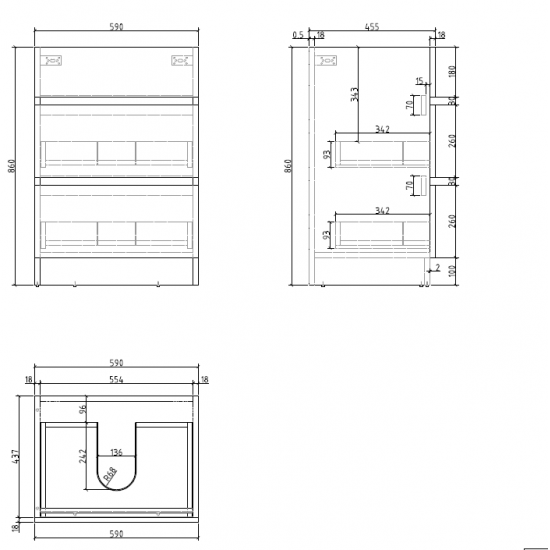 TBW 600mm White Plywood Floor Standing Vanity With Ceramic Basin